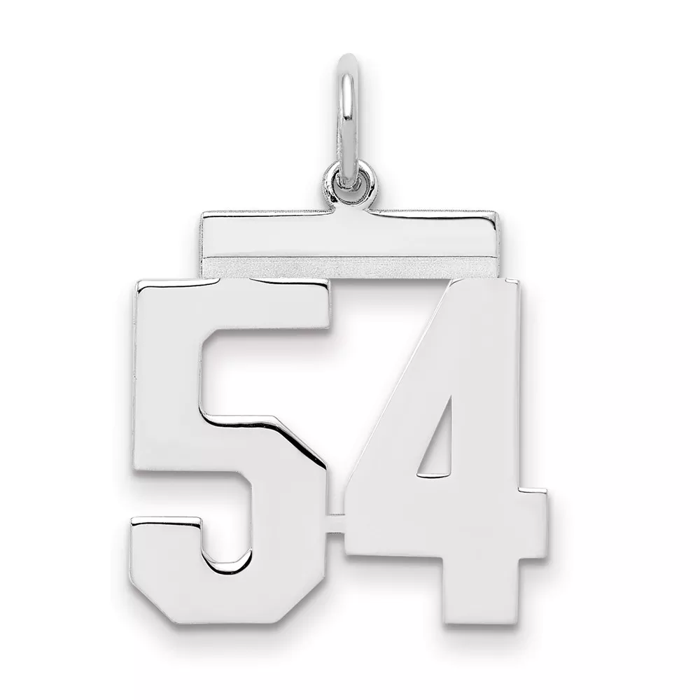 Sterling/Silver Rhodium-plated Polished Number 54 Charm