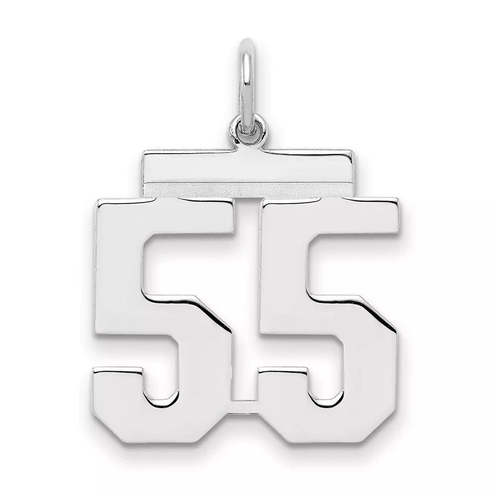Sterling/Silver Rhodium-plated Polished Number 55 Charm