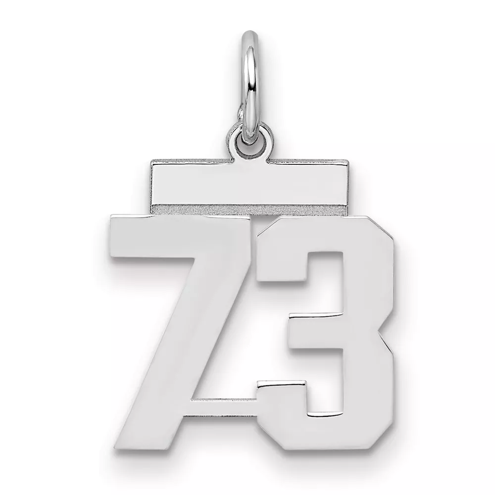 Sterling Silver/Rhodium-plated Polished Number 73 Charm