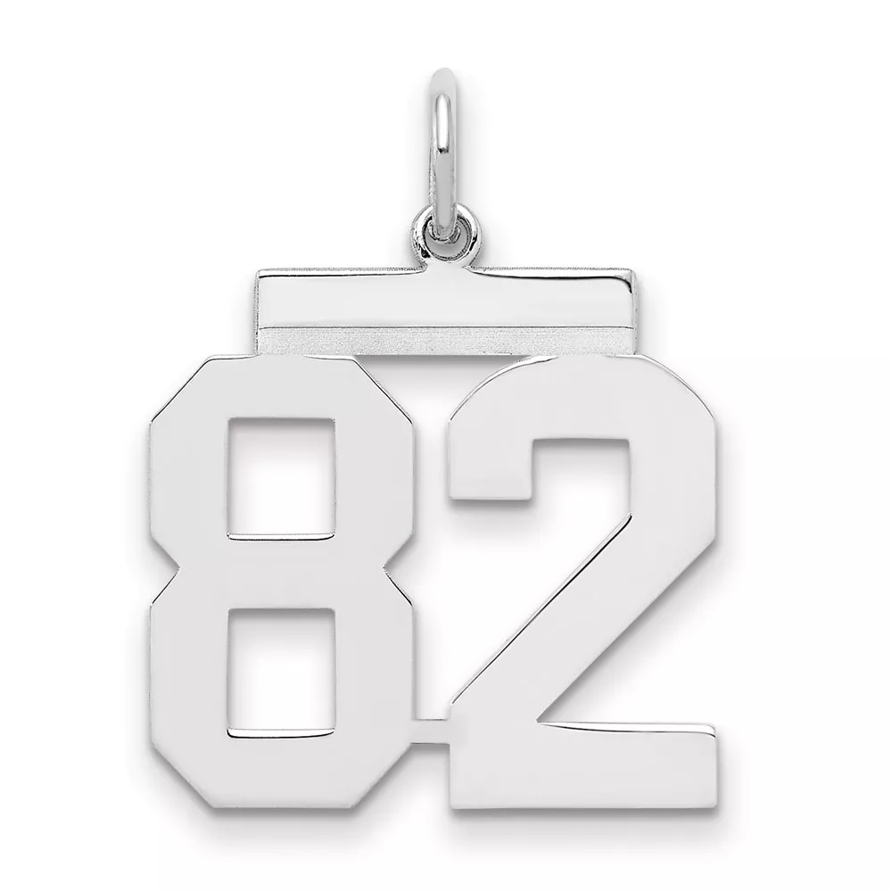 Sterling/Silver Rhodium-plated Polished Number 82 Charm