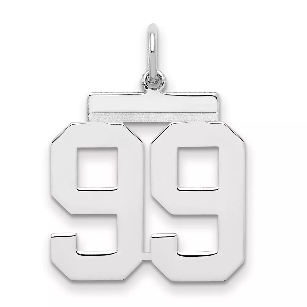 Sterling/Silver Rhodium-plated Polished Number 99 Charm
