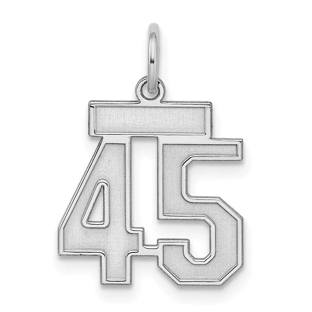 Sterling Silver/Rhodium-plated Satin Number 45 Charm