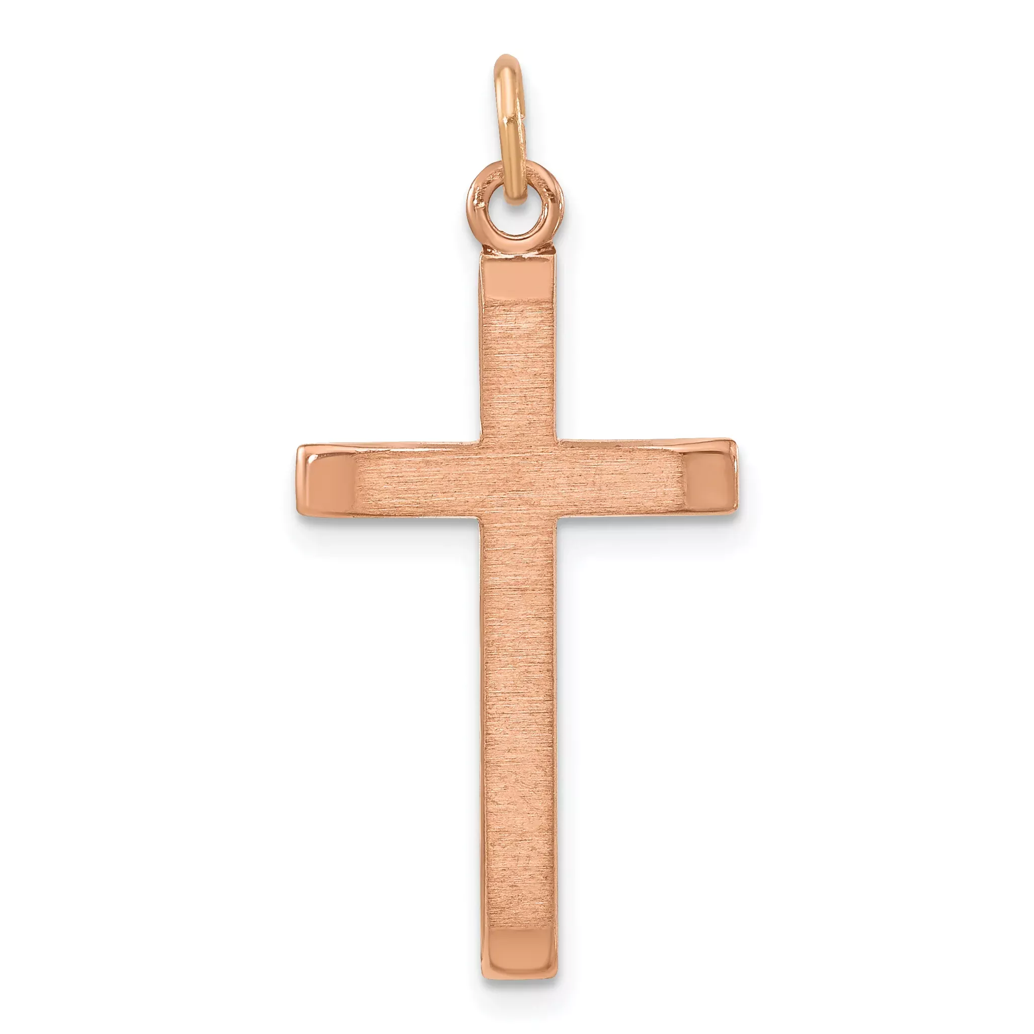 Sterling Silver Rose Gold-plated Polished and Brushed Tapered Cross Pendant