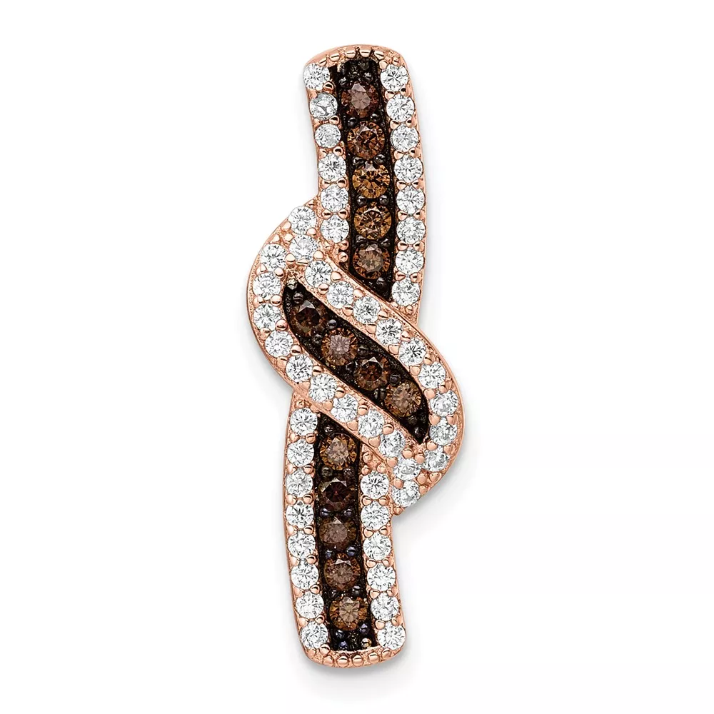 Sterling Silver Rose-tone Black Rhodium-plated CZ Fancy Chain Slide