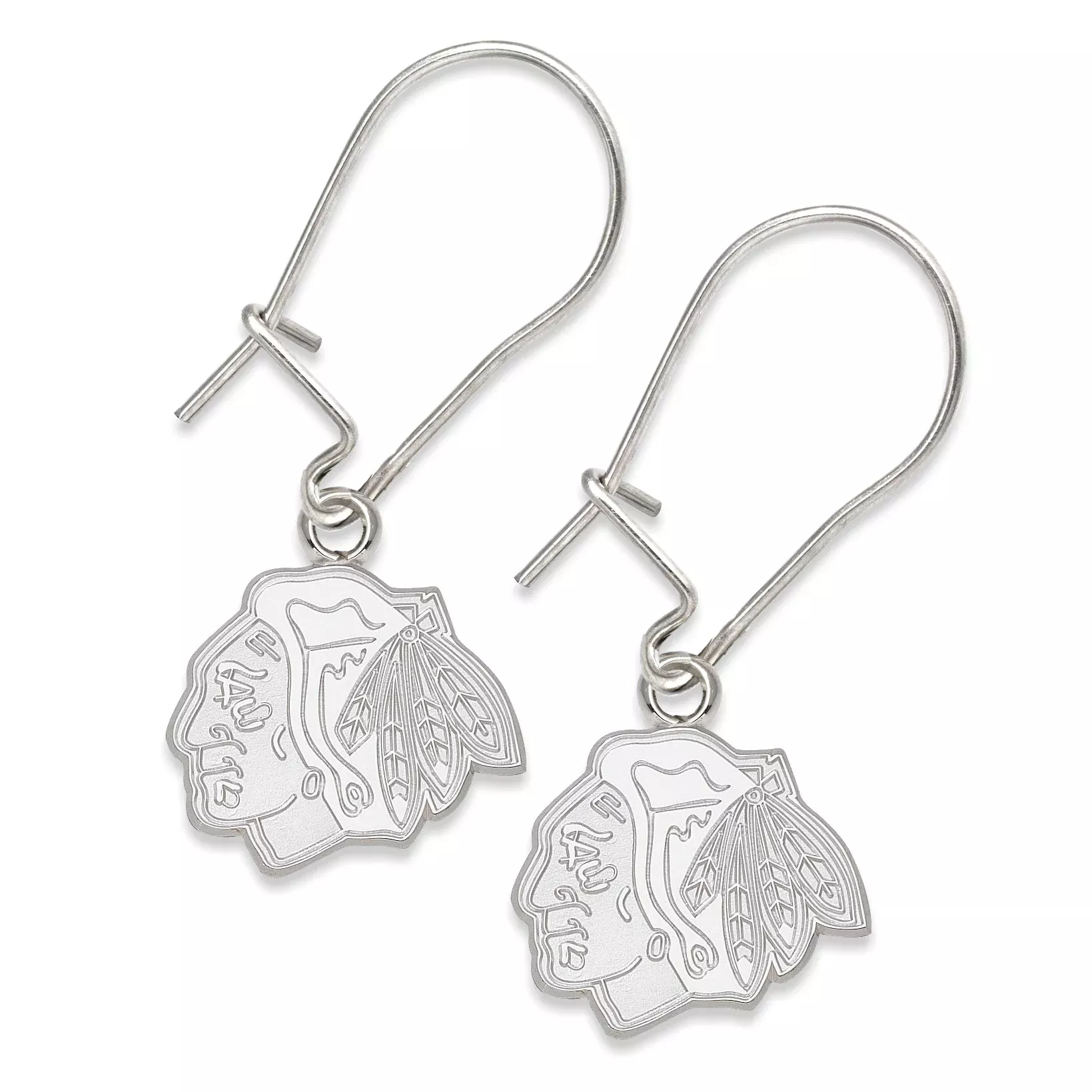 Sterling Silver S/S Chic Blackhawks Head Logo 3/8 Dangle Erd