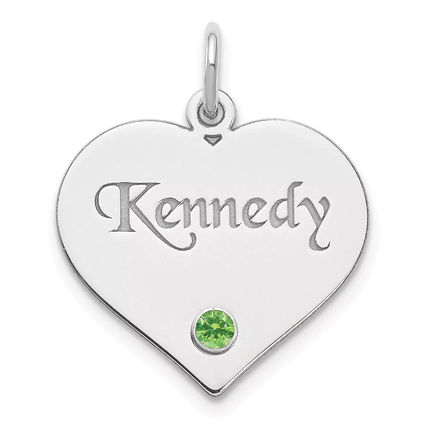 Sterling Silver Silver/Rhodium-Plated Personalized Heart With Birthstone Charm