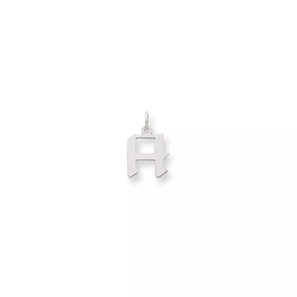 Sterling Silver Small Artisan Block Initial H Charm