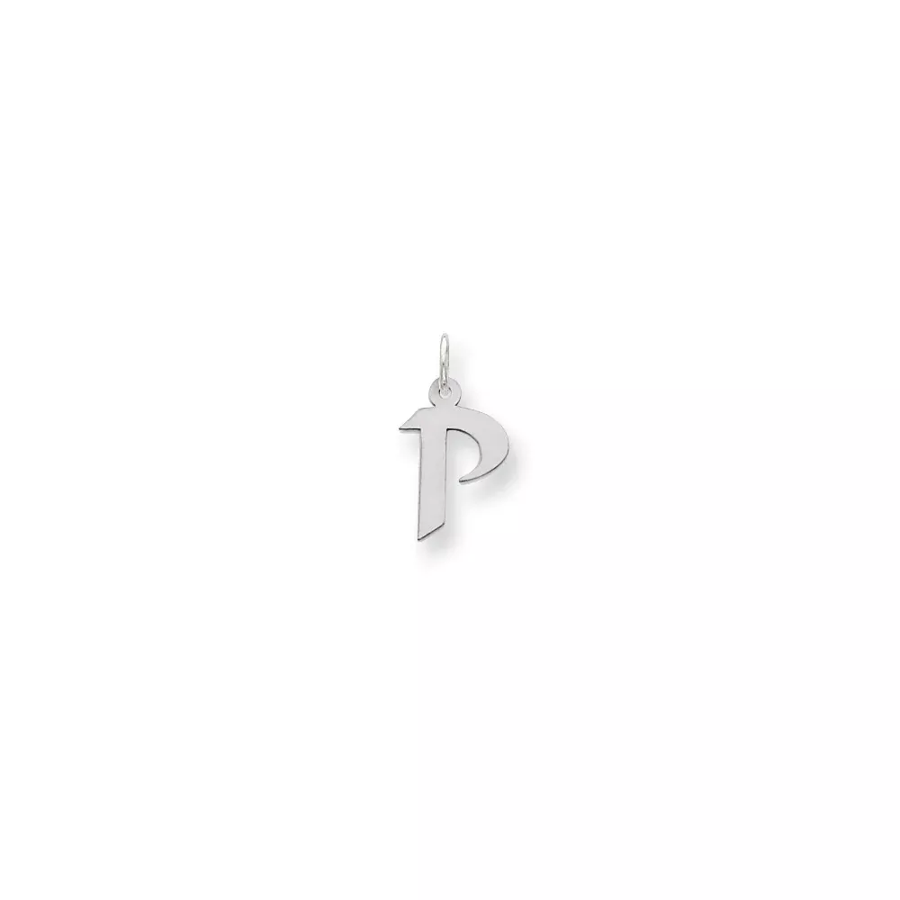 Sterling Silver Small Artisan Block Initial P Charm