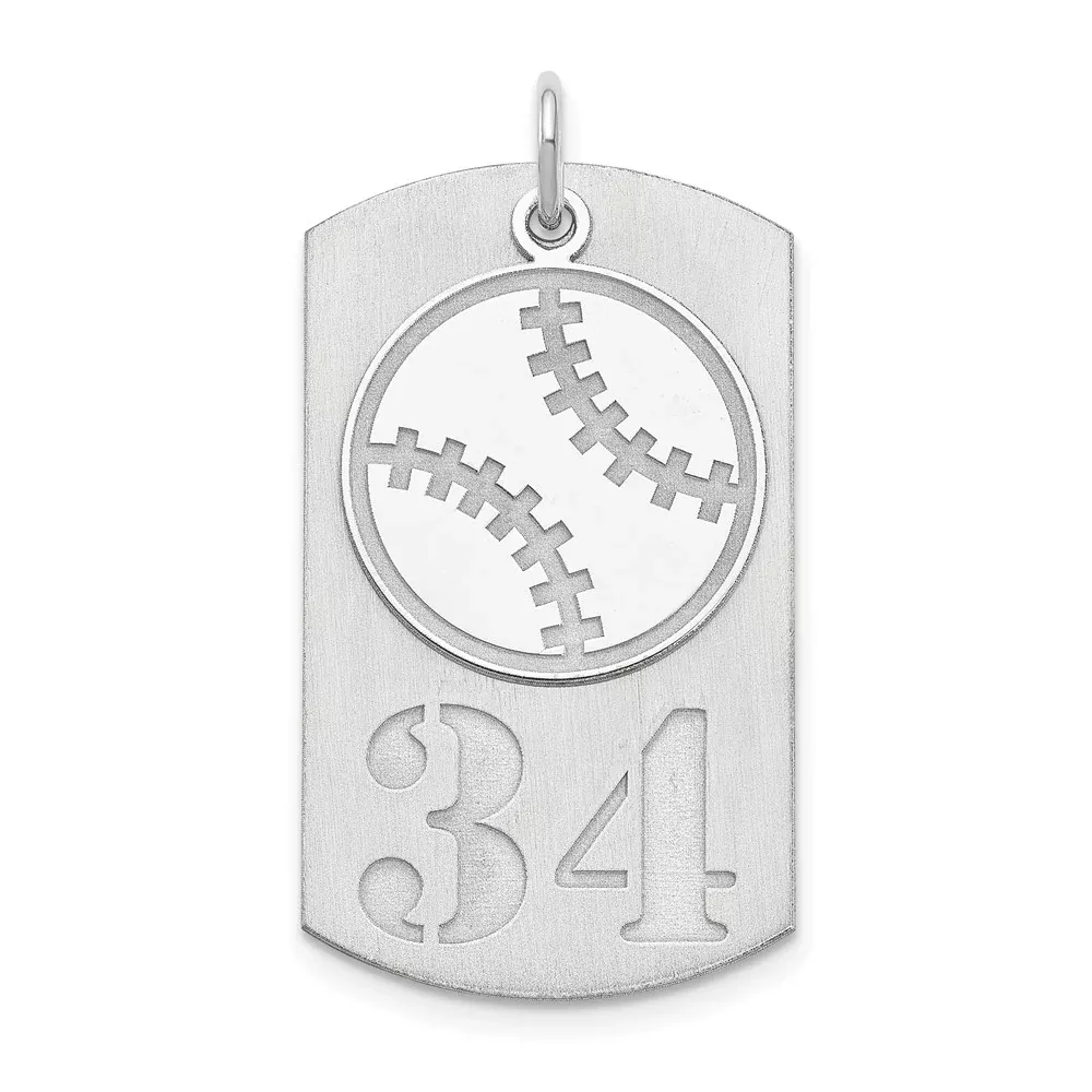 Sterling Silver Ss/Rhodium-Plated Personalized 2-Piece Baseball Dog Tag Charm