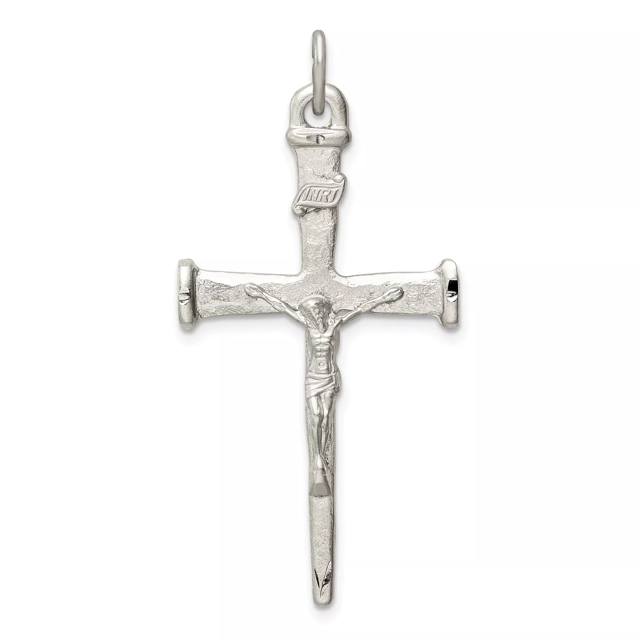 Sterling Silver Textured Crucifix Cross Pendant
