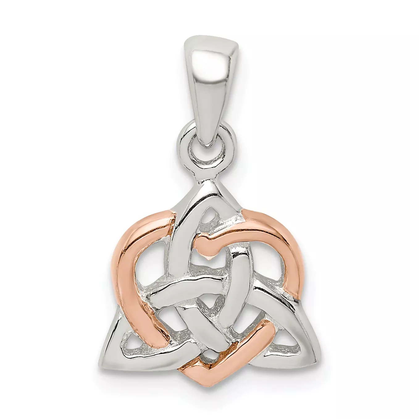 Sterling Silver Trinty Knot and Rose Tone Heart Pendant