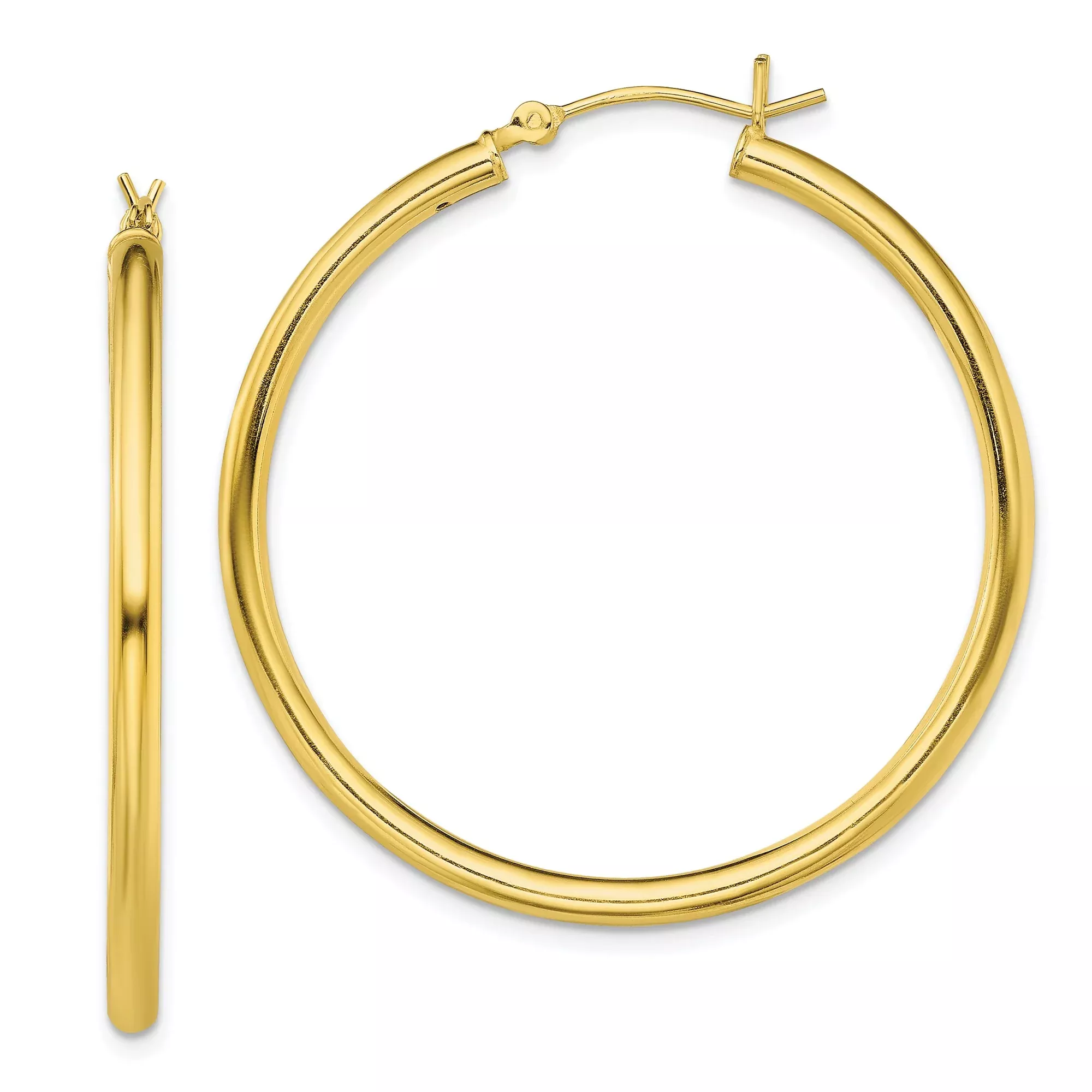 Sterling Silver Tube Hoop Earrings, Gold Plated Smooth Polished Round Hoops for Women