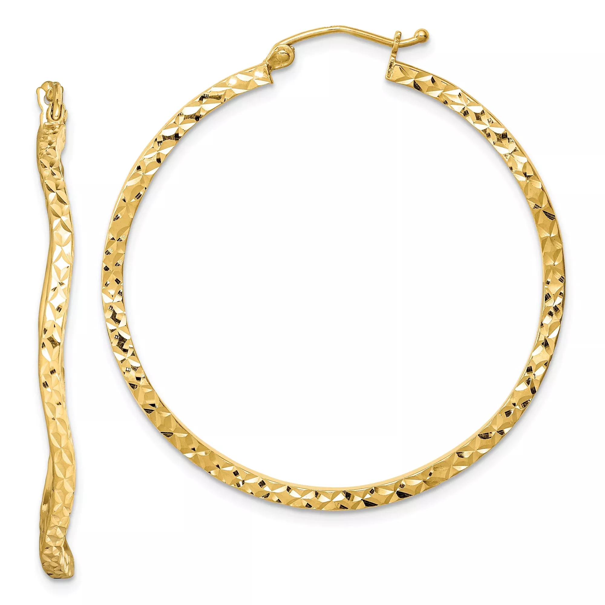 Sterling Silver Twisted Hoop Earrings, Diamond Cut Textured Tube Style, Lightweight Modern Design