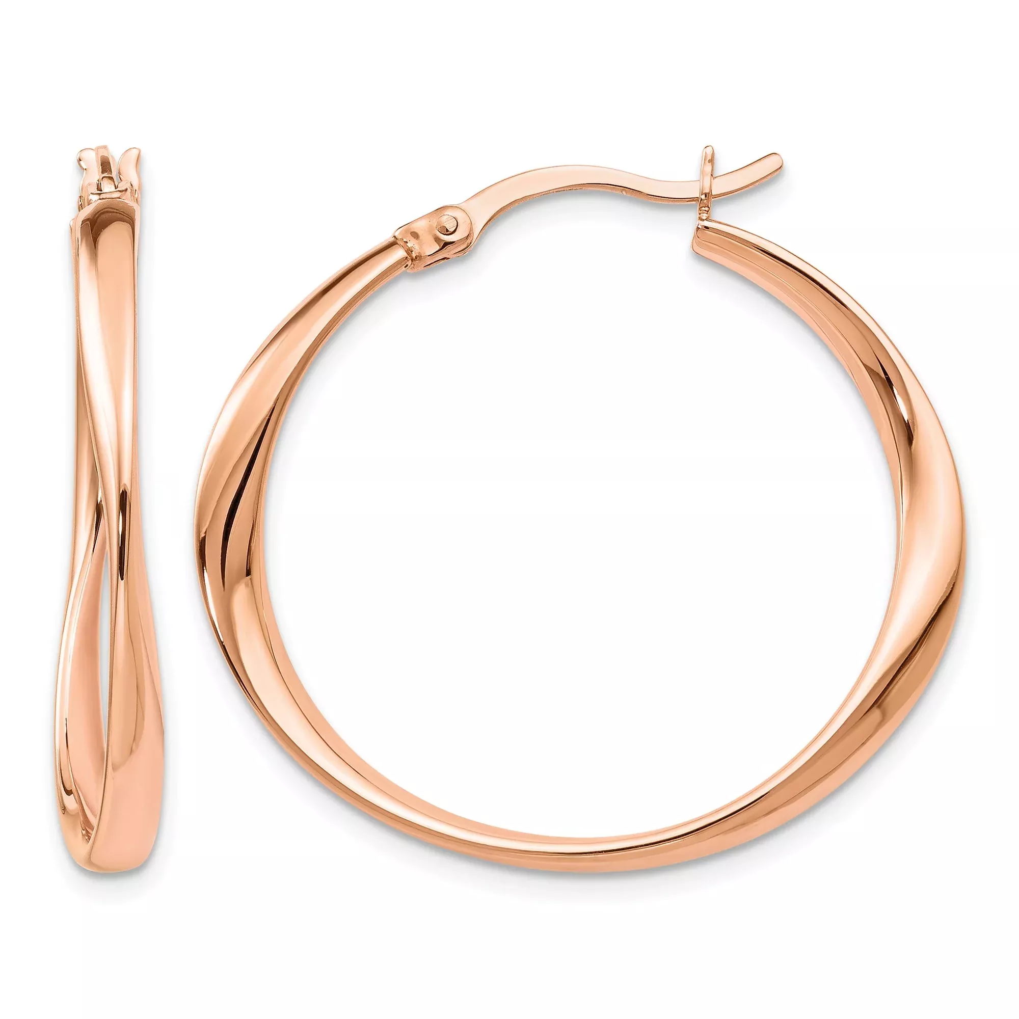 Sterling Silver Twisted Hoop Earrings with Sleek Polished Modern Design for Women