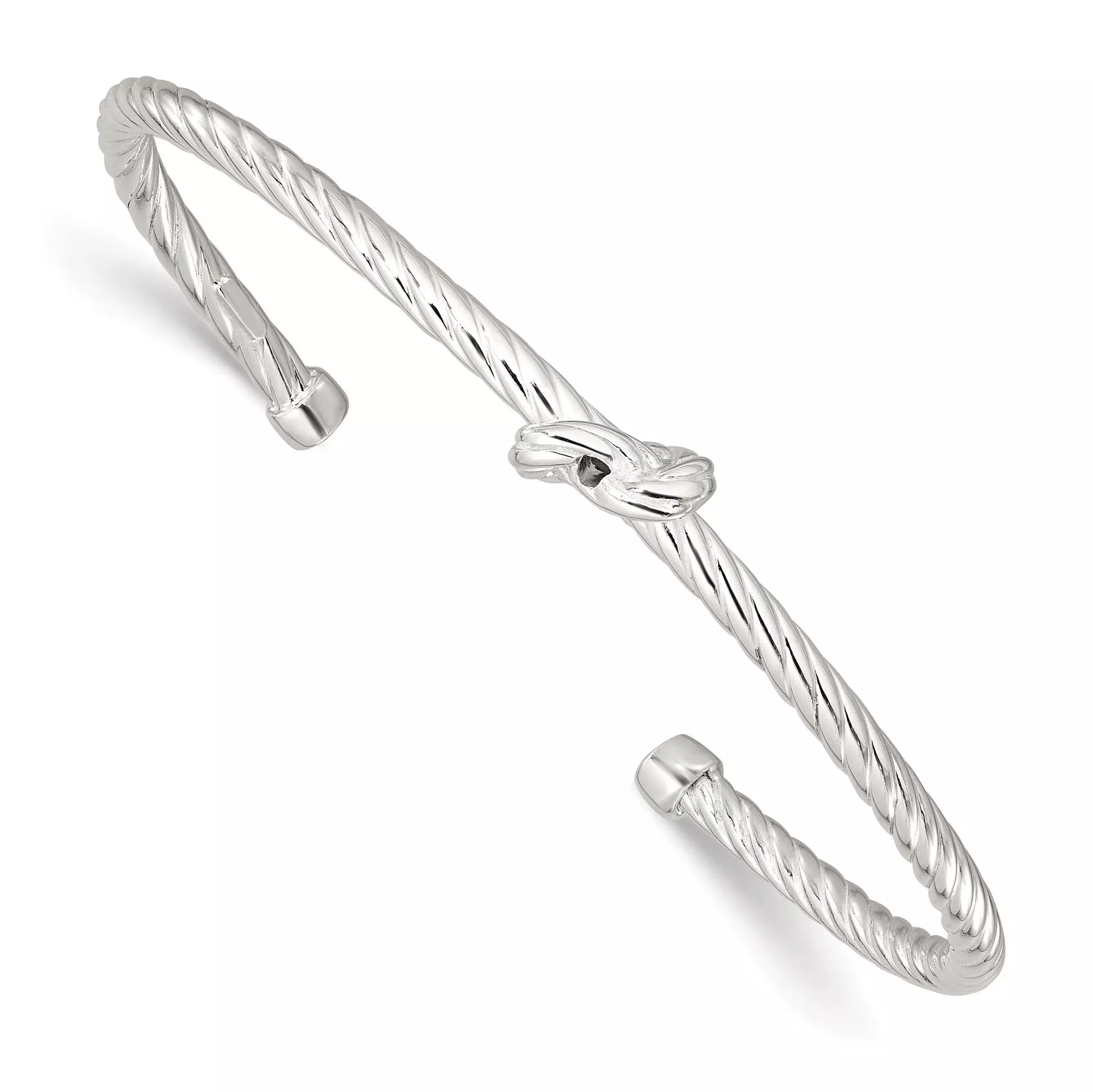 Sterling Silver Twisted Knot Cuff Bangle