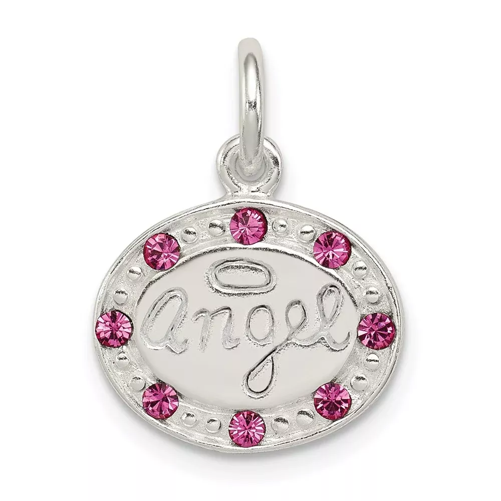 Sterling Silver W/ Stellux Crystal Angel Pendant