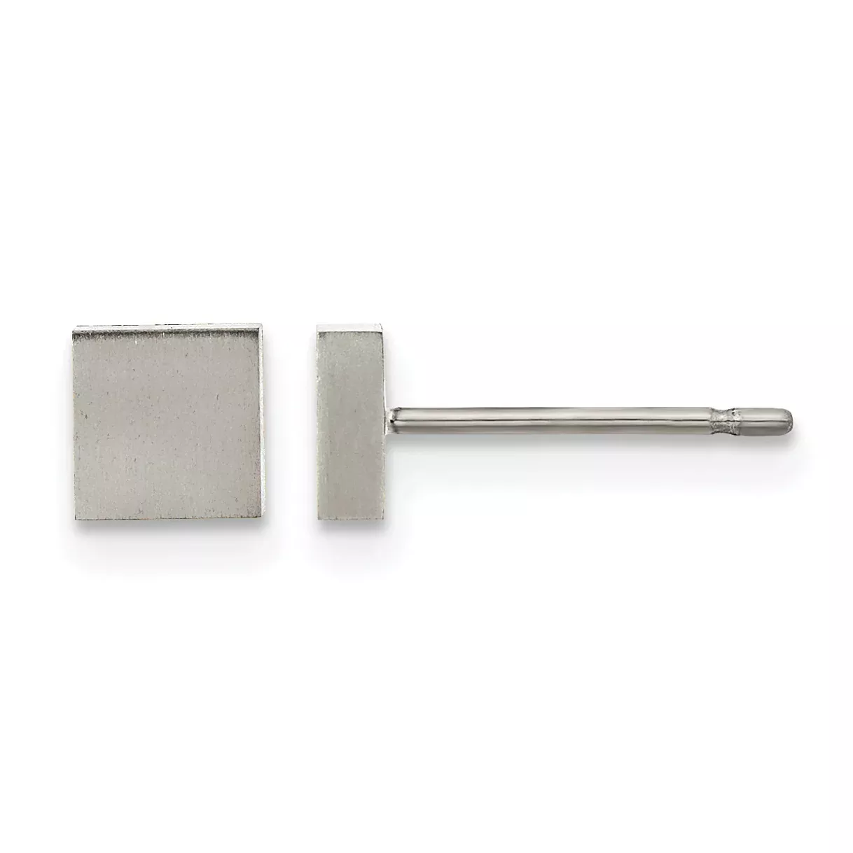 Titanium Brushed Square Button Earrings