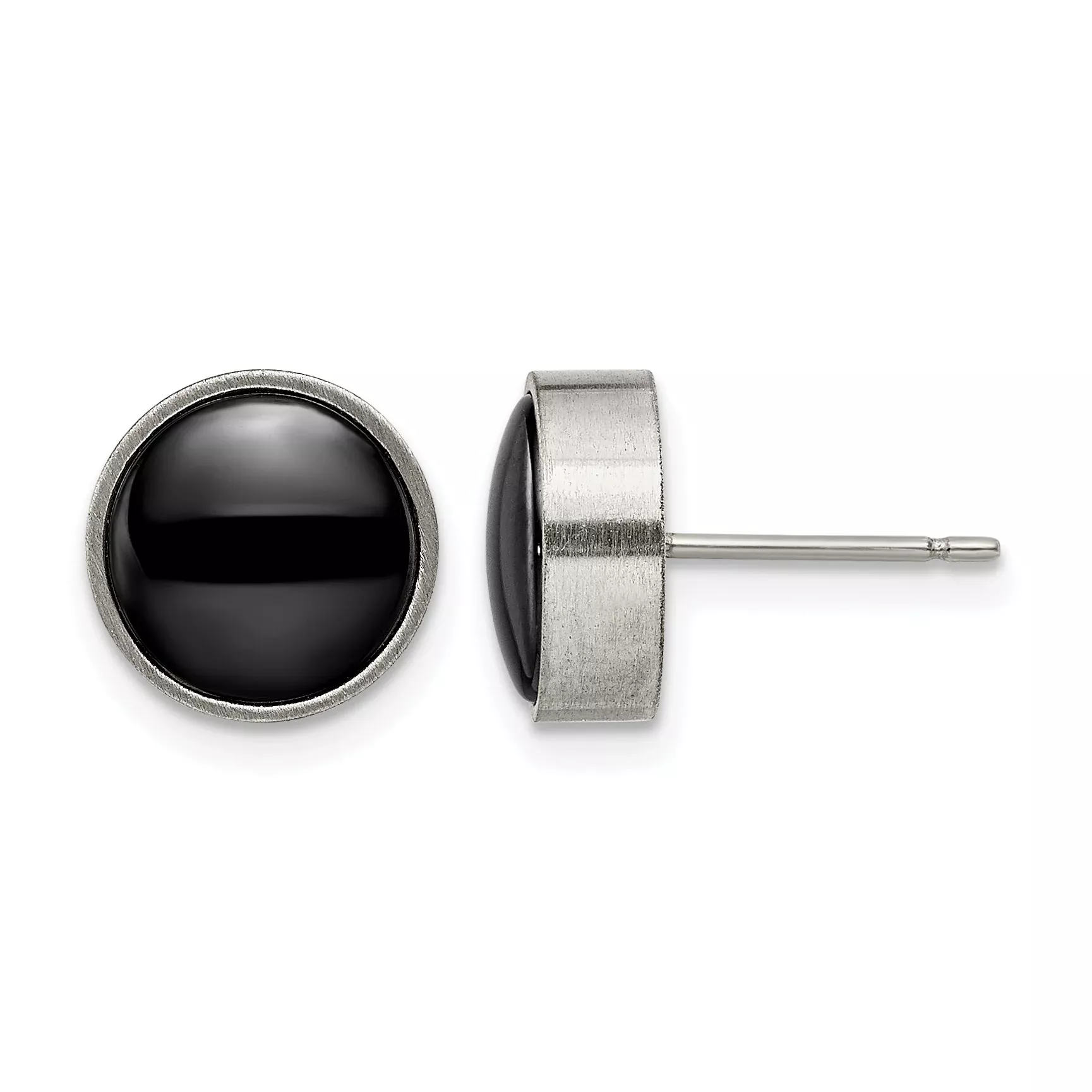 Titanium Ceramic Brushed Button Earrings
