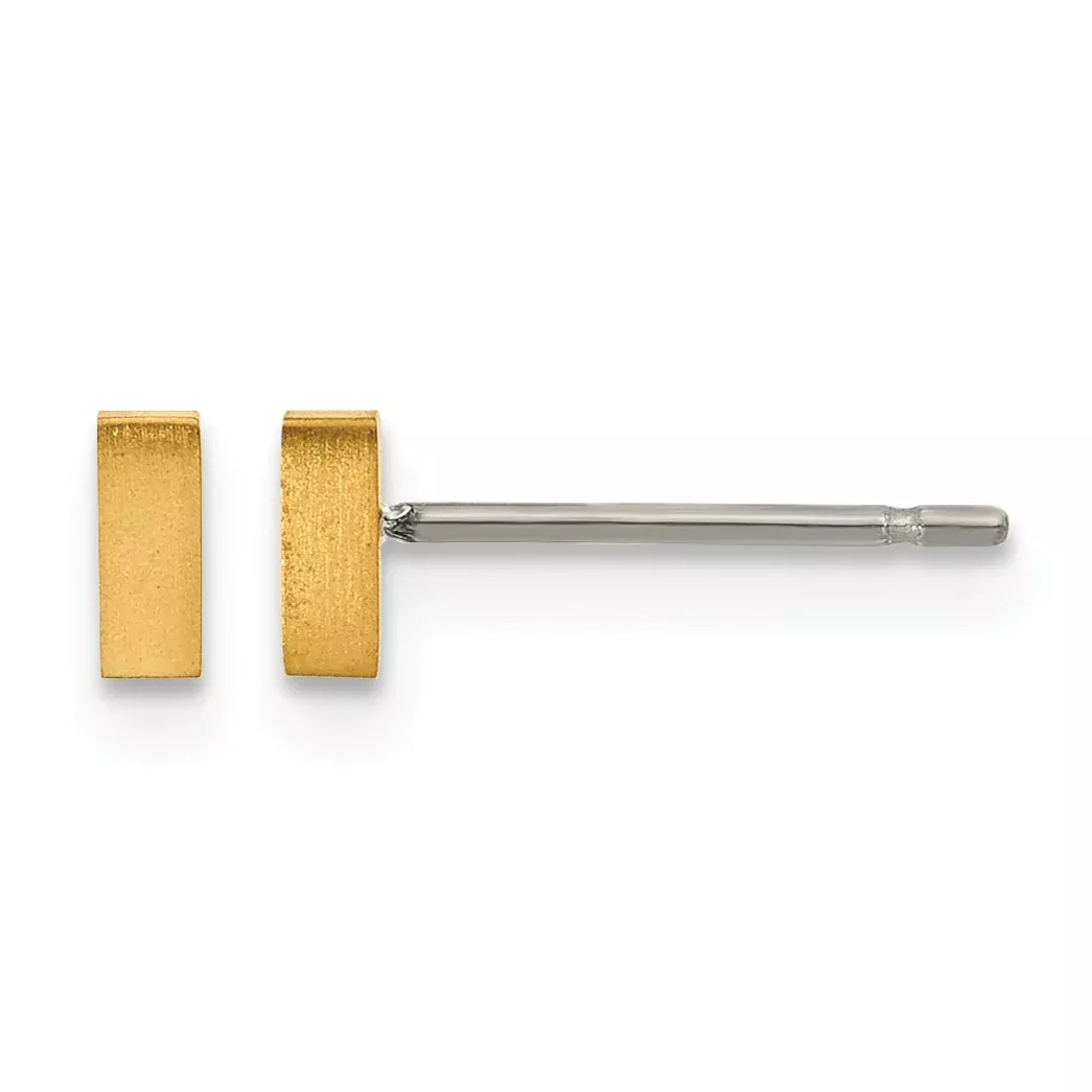 Titanium Gold-Tone Brushed Button Earrings