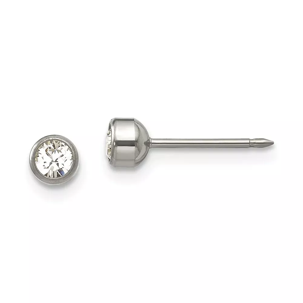 Titanium Inverness 4mm Bezel Crystal Earrings