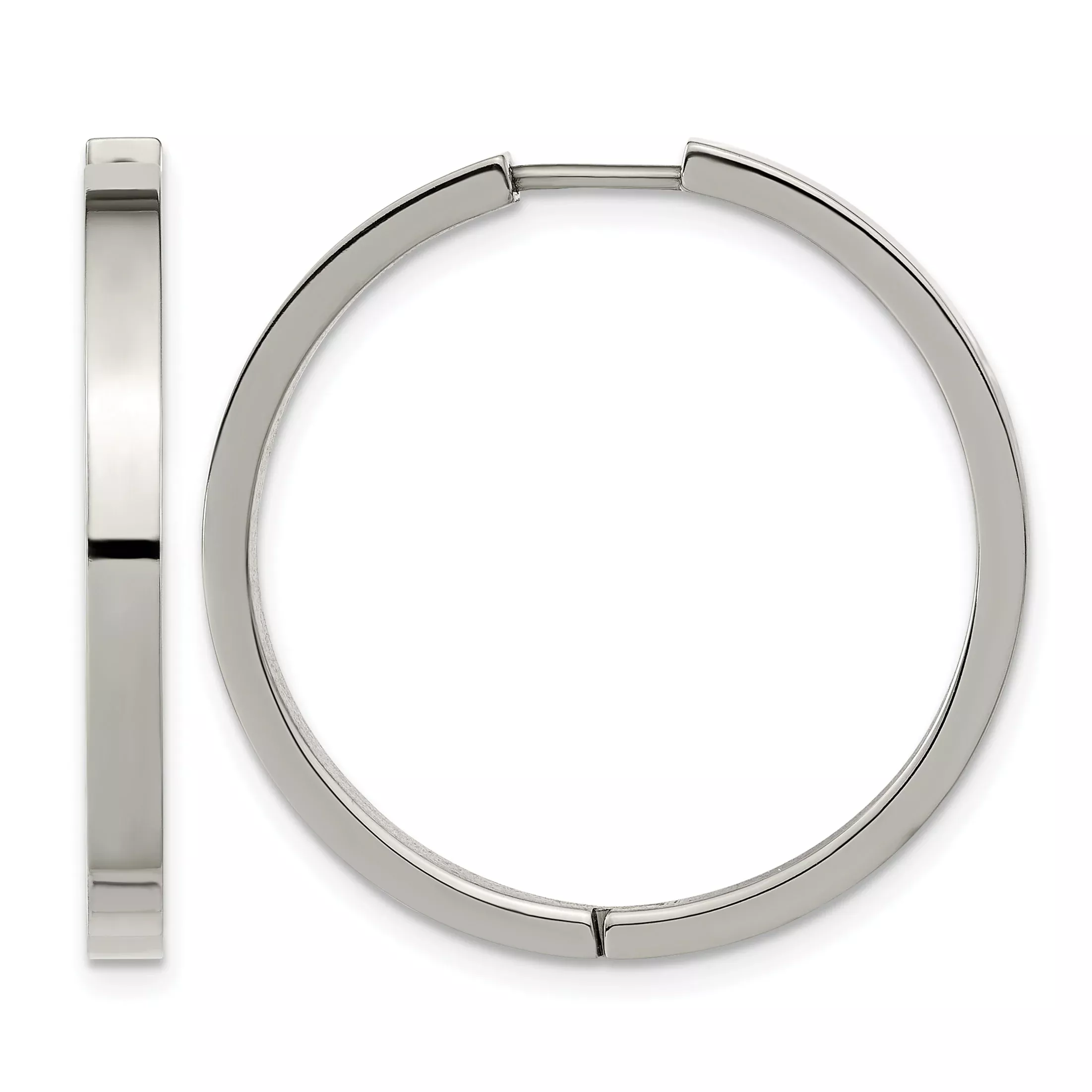 Titanium Polished Hinged Huggie Hoop Earrings for Women