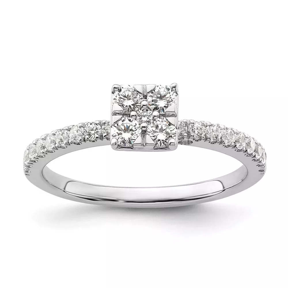 Two Promises 14k White Gold 1 /2 Ct. Lab Grown Diamond VS /SI+ G+ Cluster Engagement Ring