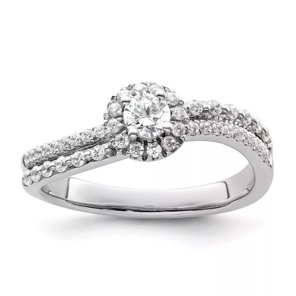 Two Promises 14k White Gold 1 /2 Ct. Lab Grown Diamond VS /SI+ G+ Halo Engagement Ring