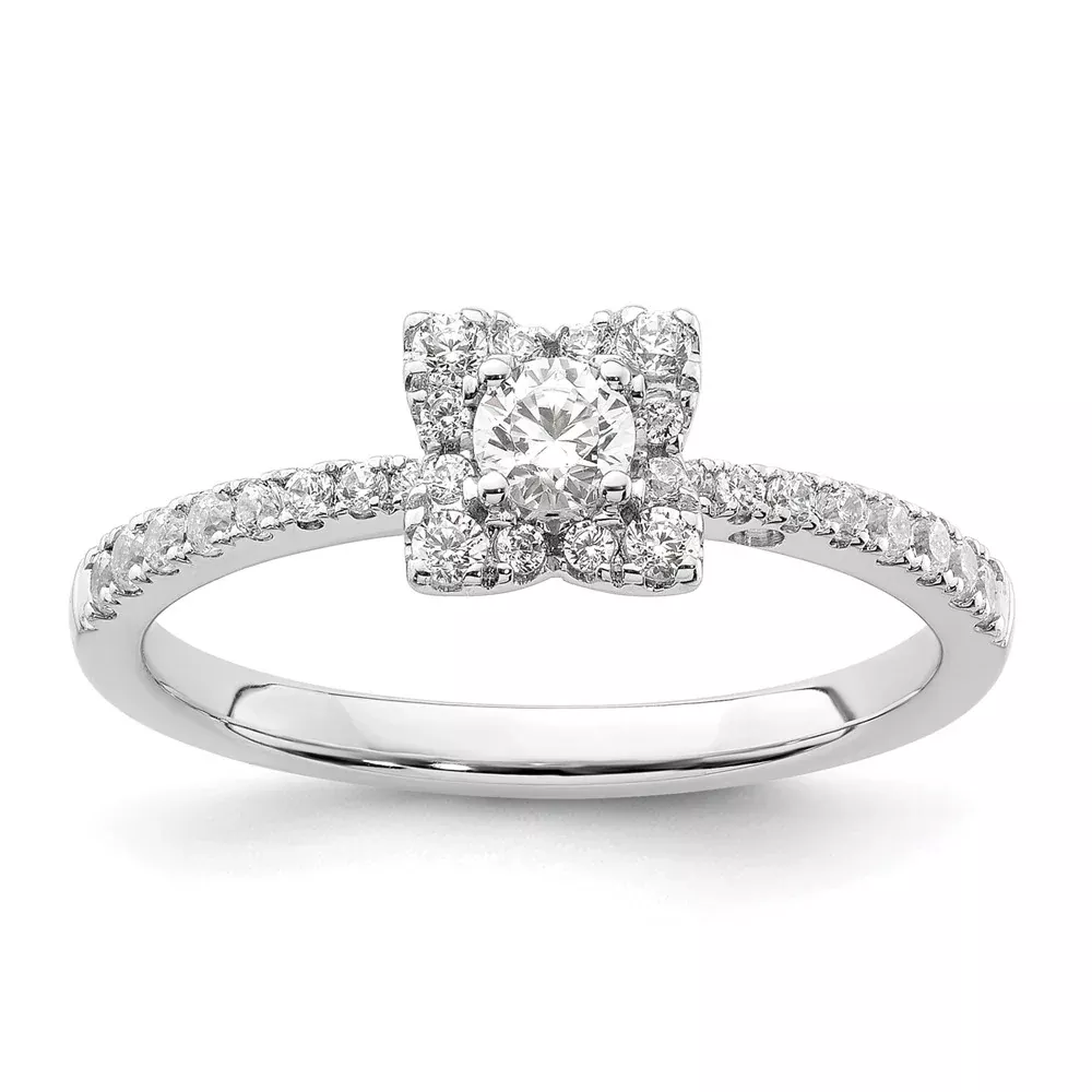 Two Promises 14k White Gold 3 /8 Ct. Lab Grown Diamond VS /SI+ G+ Halo Engagement Ring