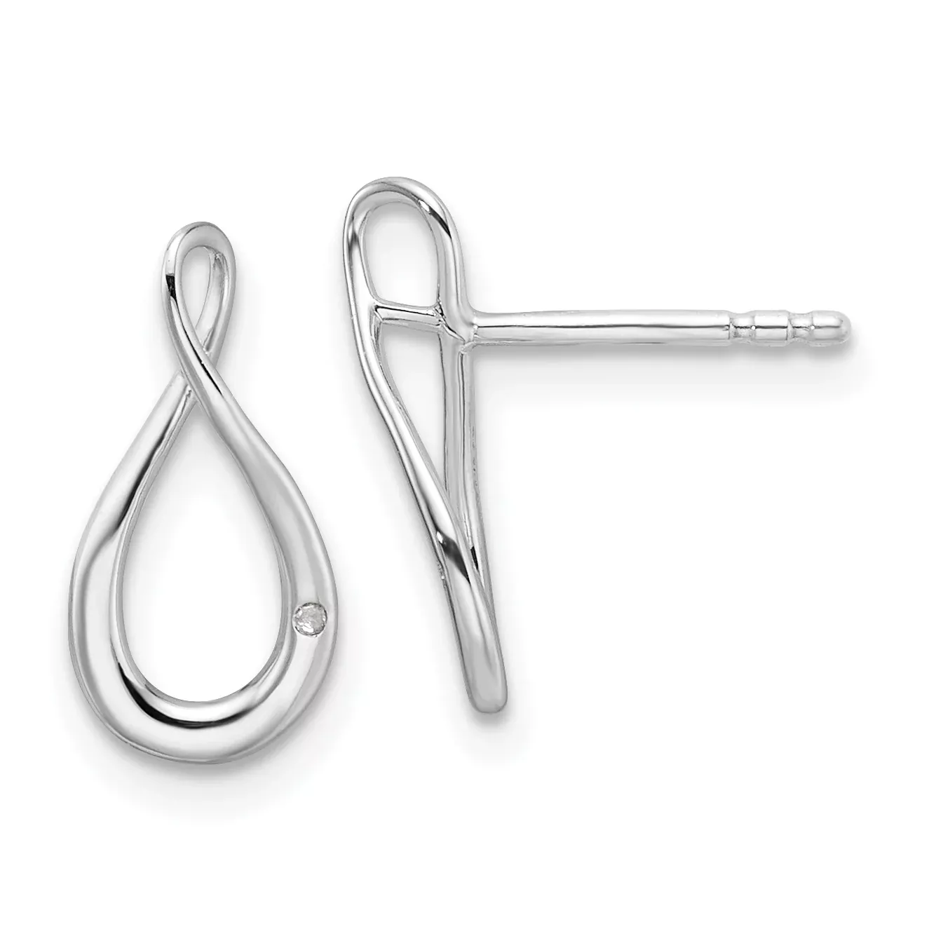 White Ice Sterling Silver Rhodium-plated Diamond Post Earrings