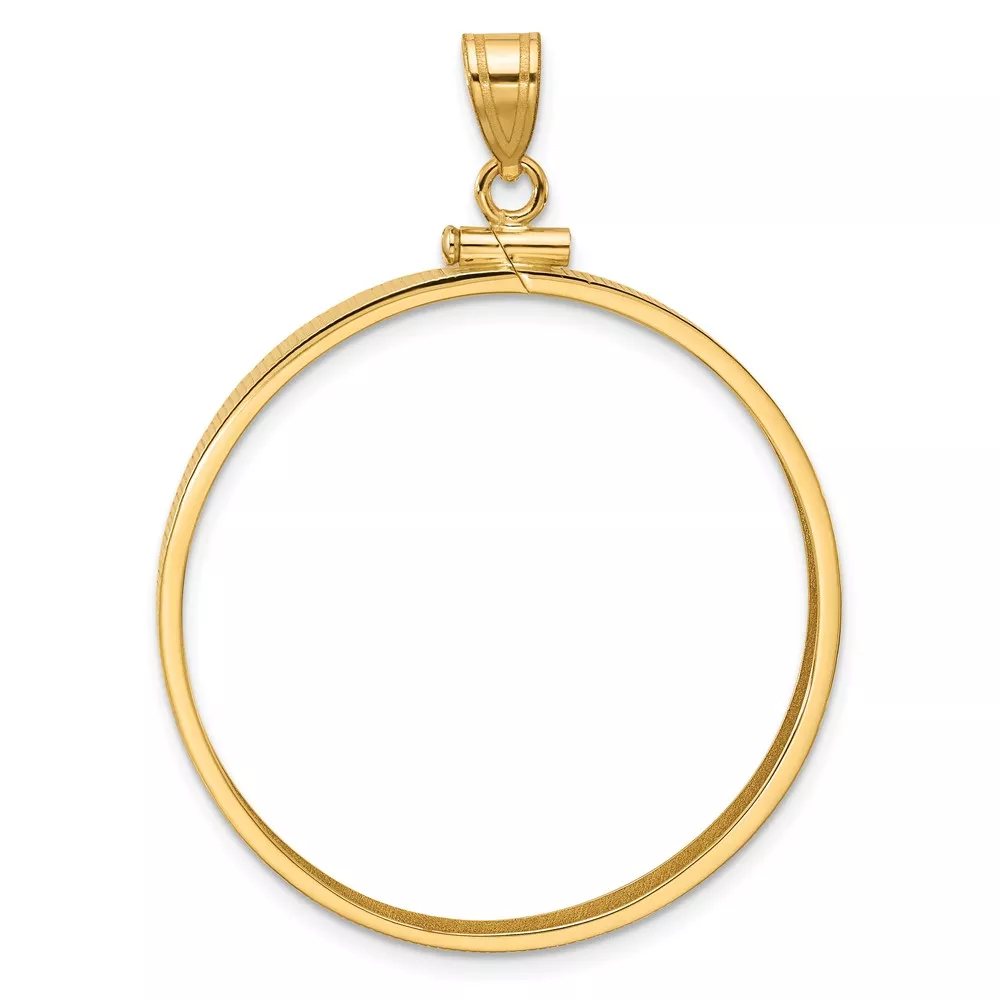 Wideband Distinguished Coin Jewelry 10k Polished 32.7mm x 3.00mm Screw Top Coin Bezel Pendant