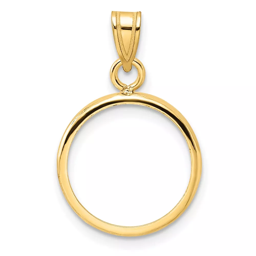 Wideband Distinguished Coin Jewelry 14k Polished 14.0mm Prong Coin Bezel Pendant