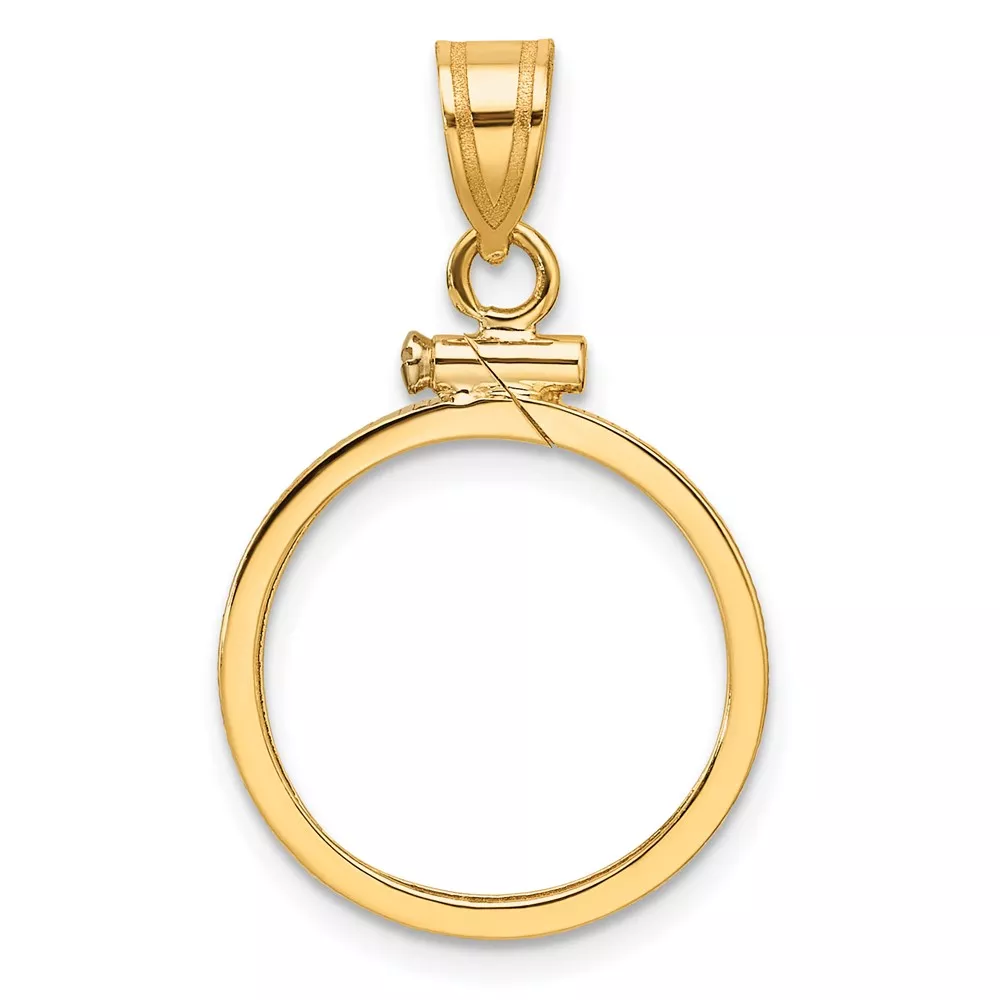 Wideband Distinguished Coin Jewelry 14k Polished 16.5mm x 1.35mm Screw Top Coin Bezel Pendant