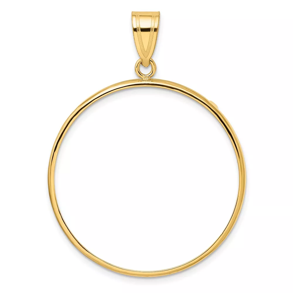 Wideband Distinguished Coin Jewelry 14k Polished 32.0mm Prong Coin Bezel Pendant