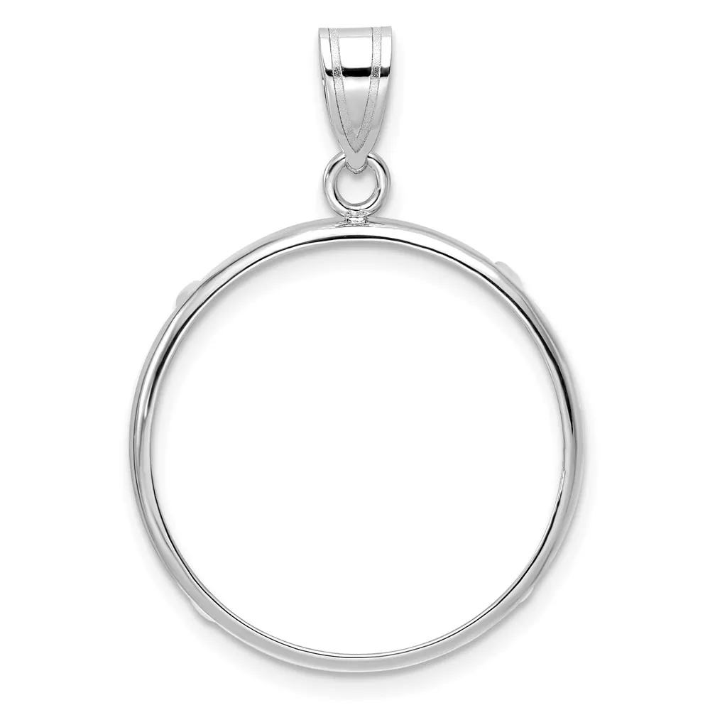 Wideband Distinguished Coin Jewelry 14k White Gold Polished 22.0mm Prong Coin Bezel Pendant